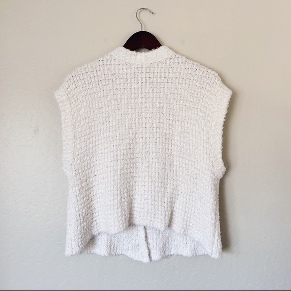 Free People Ivory Cardigan Sweater Vest Eyelash - Picture 3 of 6